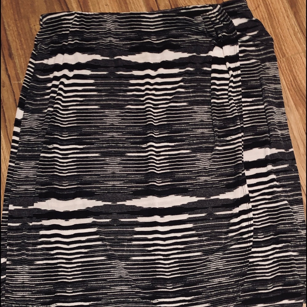 Black and White Mock Wrap Skirt,